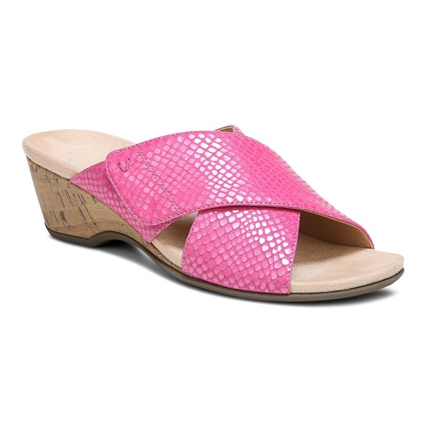 Vionic Sandals Ireland - Leticia Wedge Sandal Pink - Womens Shoes On Sale | MJWVC-8034